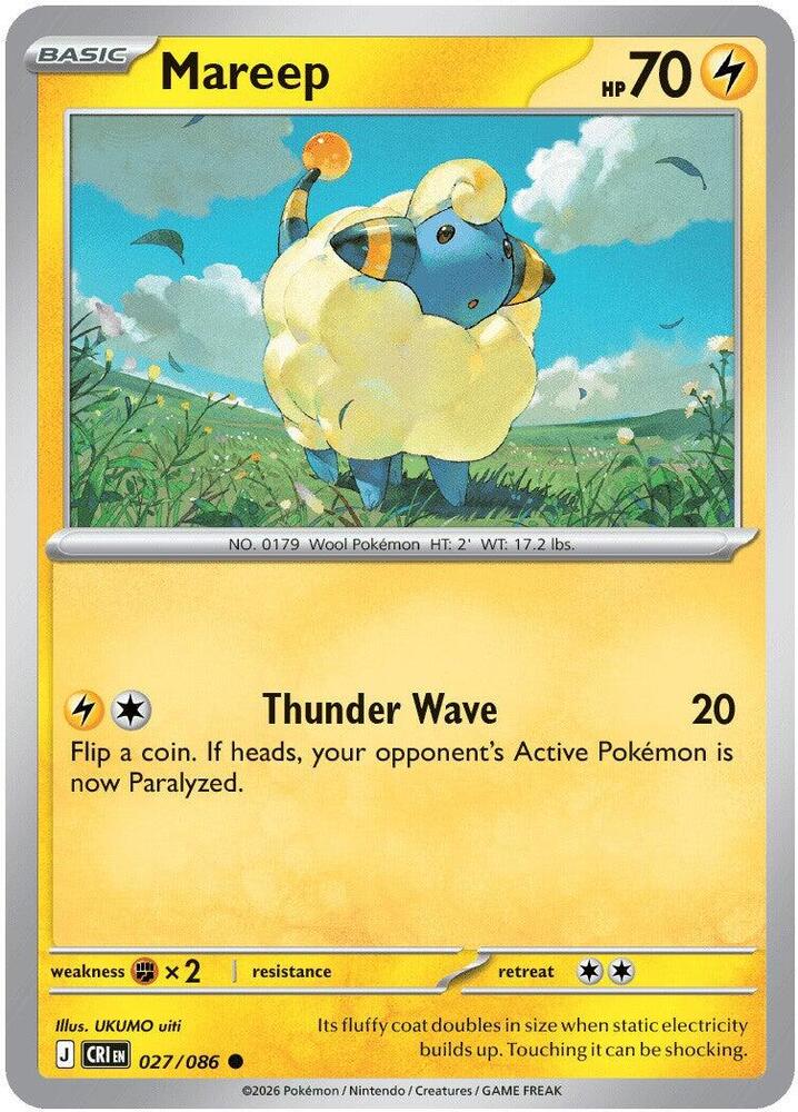 Mareep 027/086 (ME04: Chaos Rising)  - Reverse Holofoil