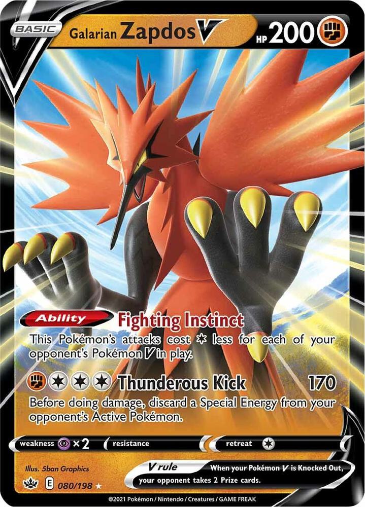 Galarian Zapdos V 080/198 (SWSH06: Chilling Reign)  - Holofoil