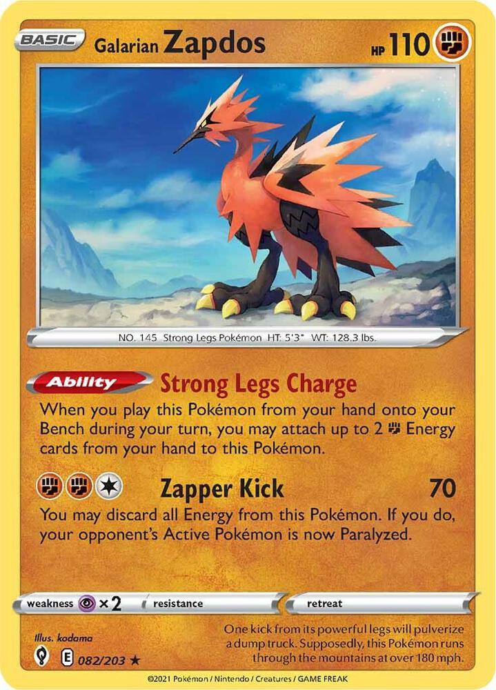 Galarian Zapdos 082/203 (SWSH07: Evolving Skies)  - Holofoil
