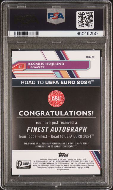 PSA – RASMUS HOJULND – UEFA RD/EURO24 Topps – AUTO 34/50