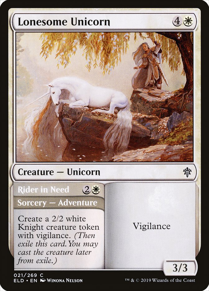 Lonesome Unicorn // Rider in Need 21/269 (Throne of Eldraine) 