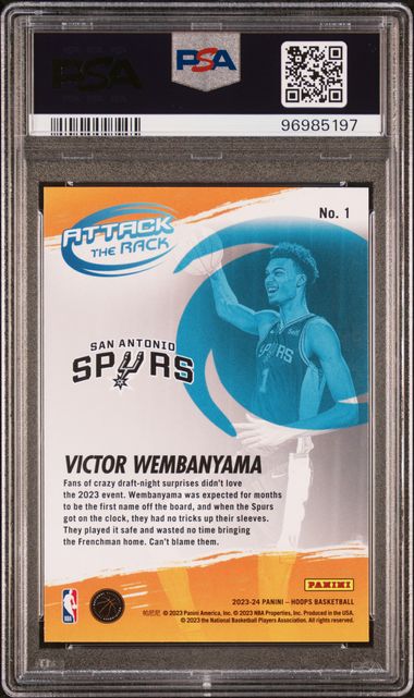 PSA 9 2023 Panini Hoops - Victor Wembanyama - RC Attack the Rack
