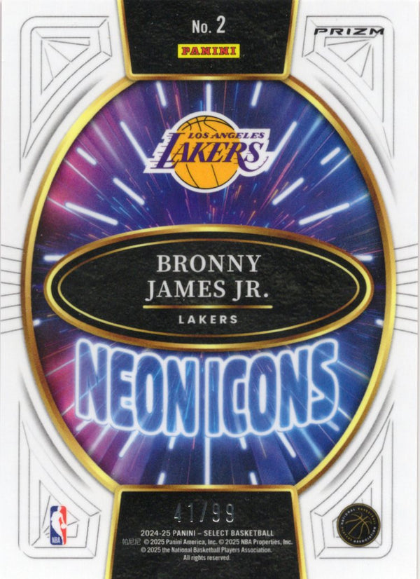 2024/25 Panini Select - Bronny James Jr - RC Neon Icons /99