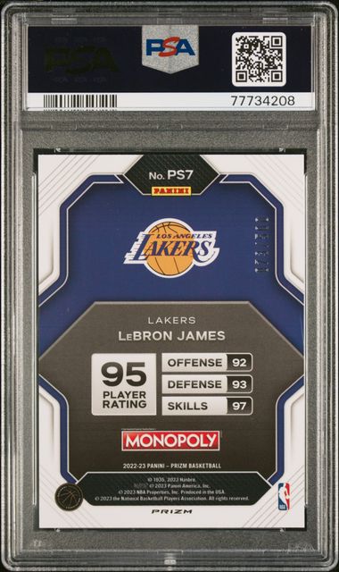 LEBRON JAMES - Panini Prizm Monopoly - PSA 10 GOLD MONEY /500