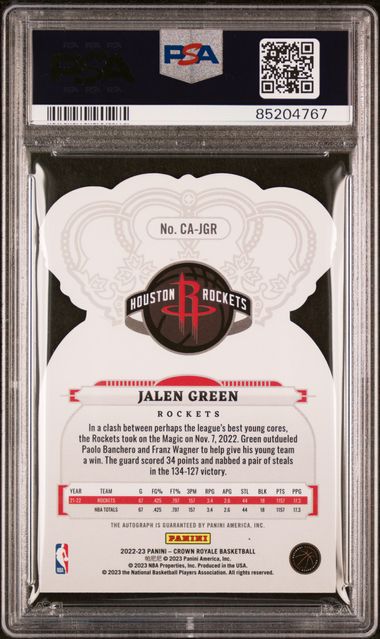 2022 Crown Royale - Jalen Green - PSA 9 Crown Auto /99