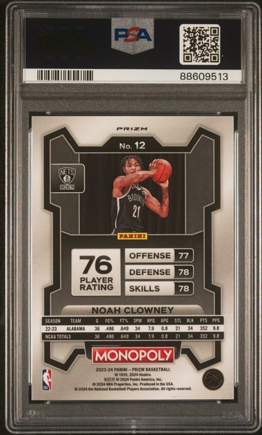 2023 Prizm Monopoly - Noah Clowney - PSA 10 RC Purple