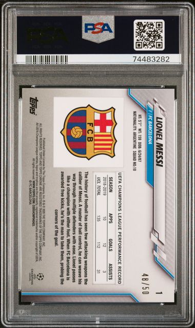 LIONEL MESSI - Topps Chrome 2019/20 - PSA 9 ORANGE /50