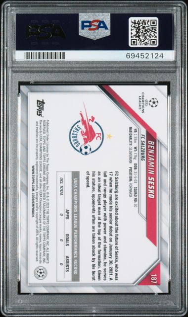 2021/22 Topps Chrome UCL - Benjamin Sesko - PSA8 RC Refractor